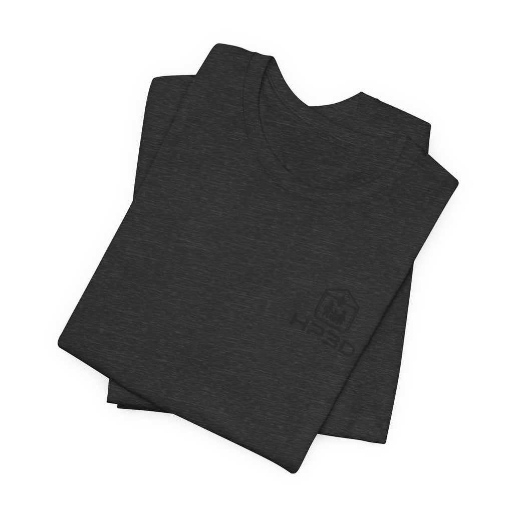 HP3D Logo Heather Grey Tee — Minimal Tech Graphic T-Shirt