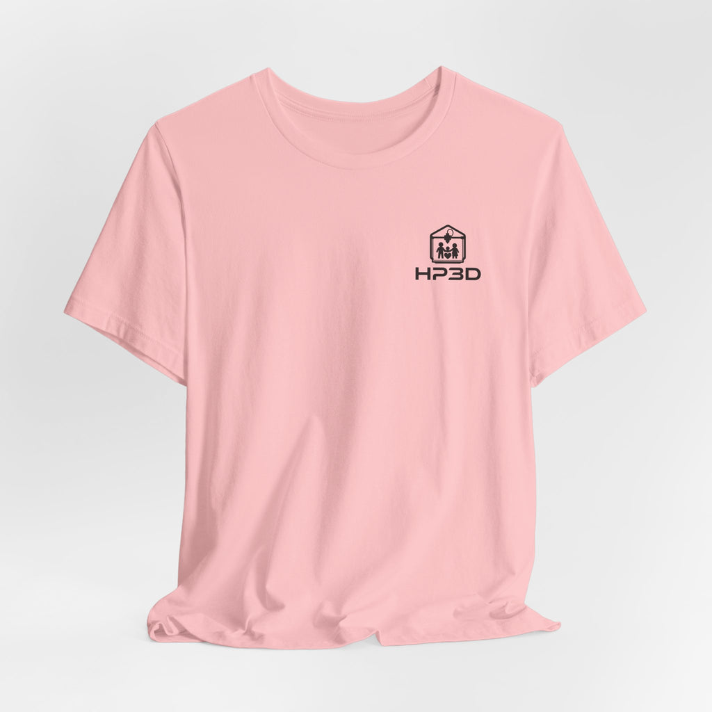 HP3D Logo Heather Grey Tee — Minimal Tech Graphic T-Shirt