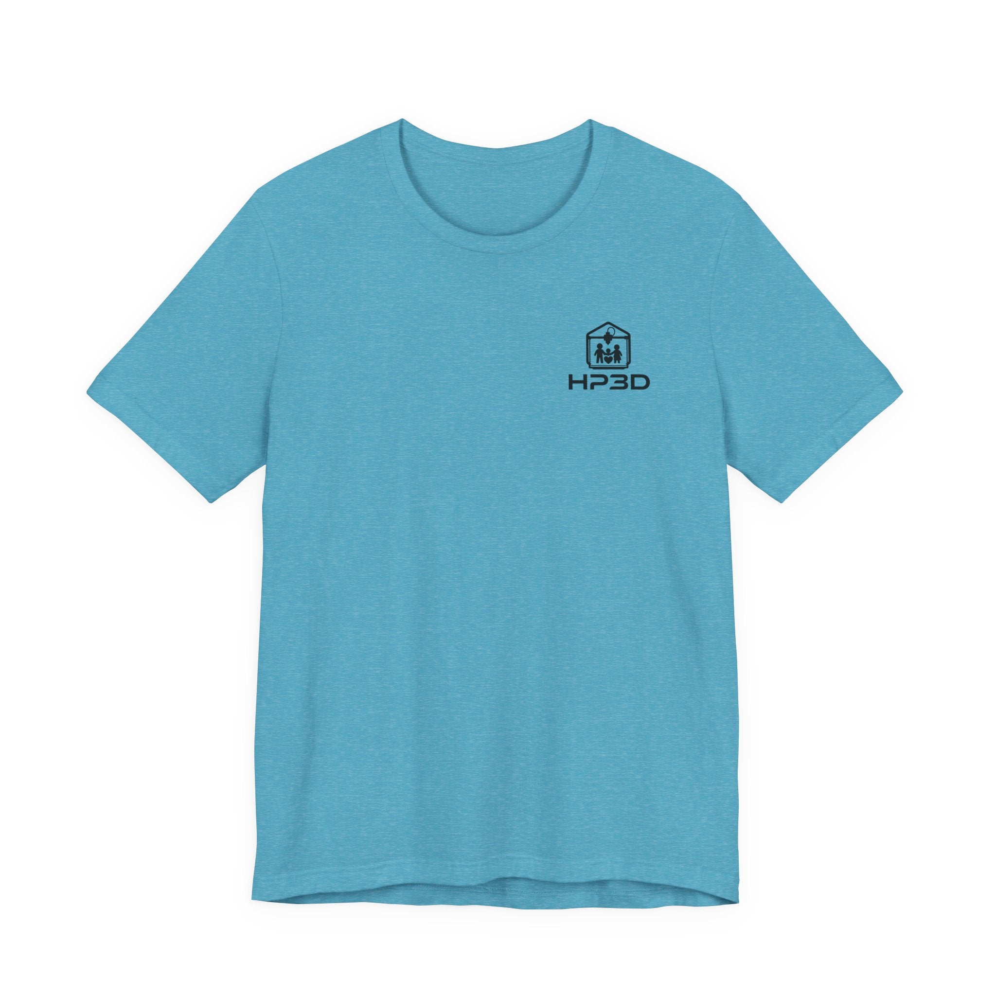 HP3D Logo Heather Grey Tee — Minimal Tech Graphic T-Shirt