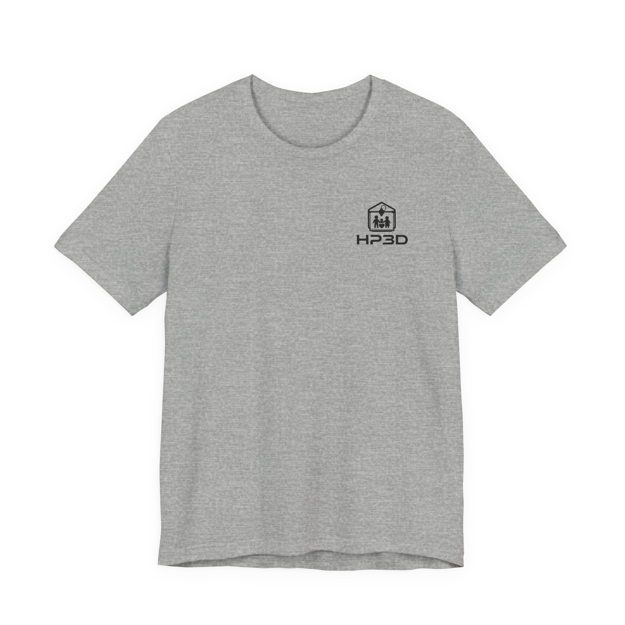 HP3D Logo Heather Grey Tee — Minimal Tech Graphic T-Shirt