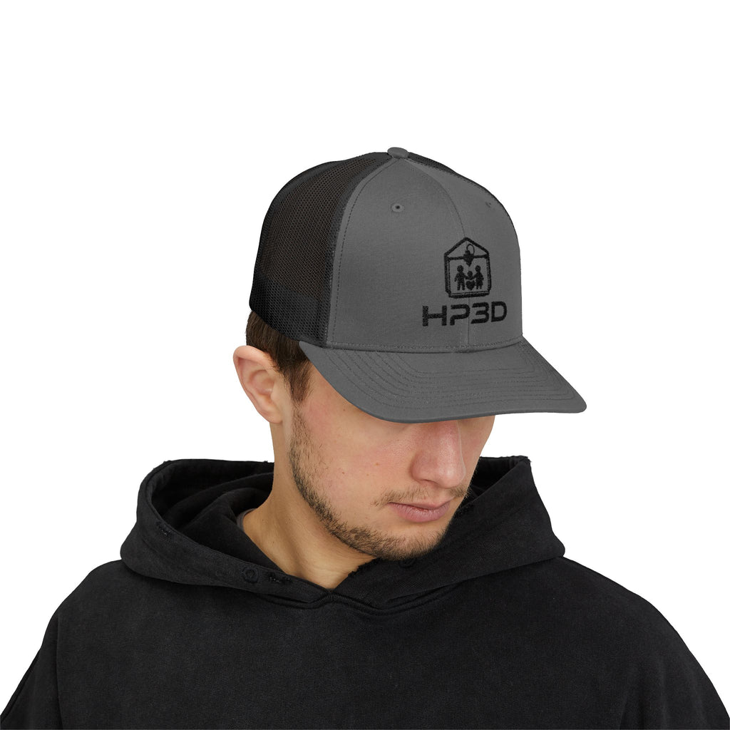 HP3D Logo Trucker Cap – Embroidered Snapback Mesh Hat