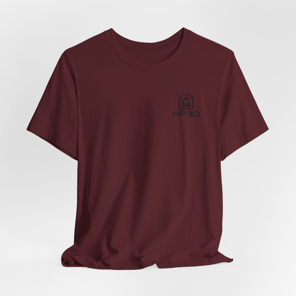 HP3D Logo Heather Grey Tee — Minimal Tech Graphic T-Shirt