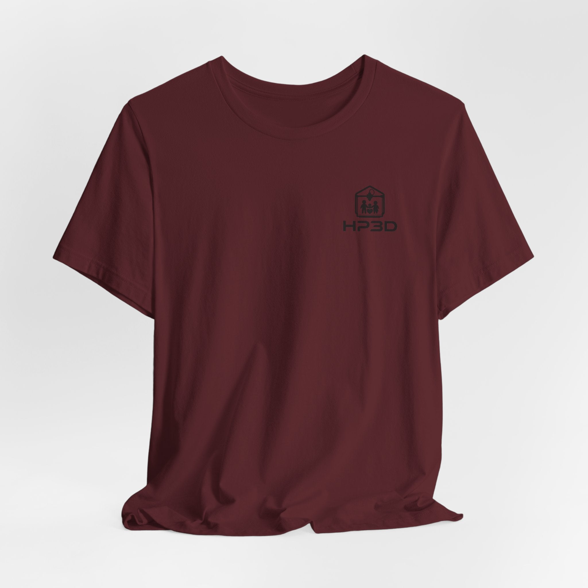 HP3D Logo Heather Grey Tee — Minimal Tech Graphic T-Shirt