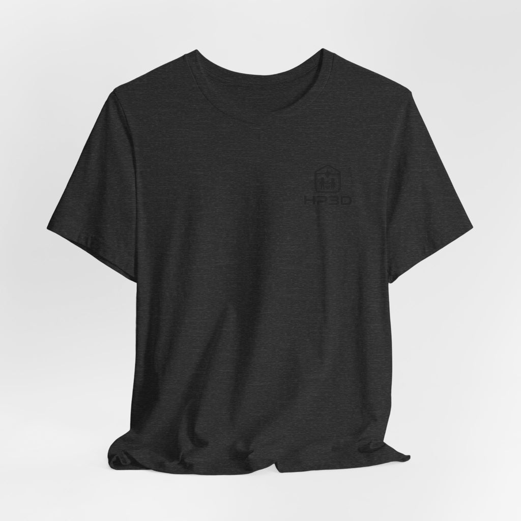 HP3D Logo Heather Grey Tee — Minimal Tech Graphic T-Shirt