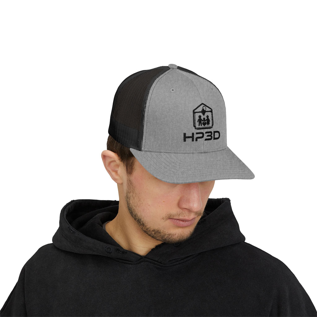 HP3D Logo Trucker Cap – Embroidered Snapback Mesh Hat