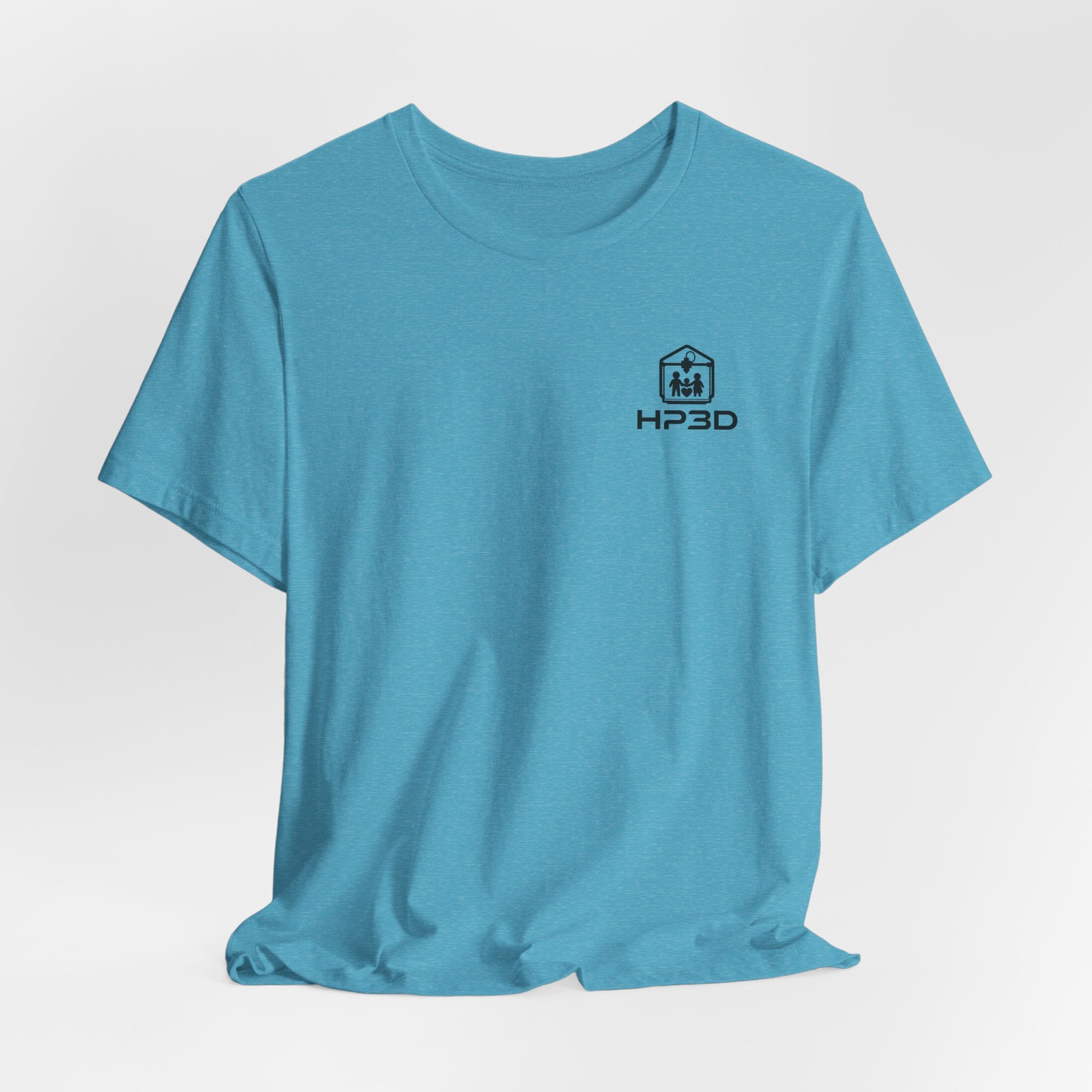 HP3D Logo Heather Grey Tee — Minimal Tech Graphic T-Shirt